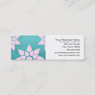 Cute Floral Design Pink over Turquoise Mini Business Card