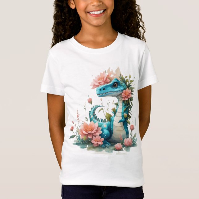 Cute Floral dinosaur T-Shirt (Front)