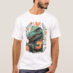 Cute floral dinosaur trex  T-Shirt
