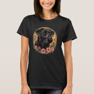 Cute Floral Dog - Dog Lover - Floral Black Lab Flo T-Shirt