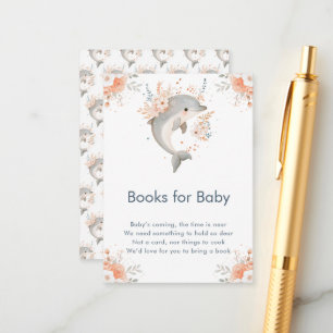 Cute Floral Dolphin Baby Shower Books for baby Enclosure Card