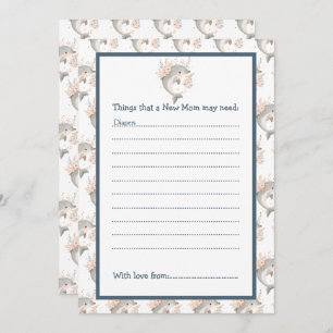 Cute Floral Dolphin Baby Shower Invitation