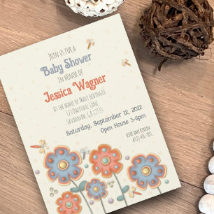 Cute Floral DragonflyInspirivity Baby Shower Invitation