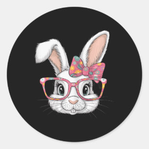 Cute Floral Easter Bunny Funny Easter Rabbit With  Classic Round Sticker
