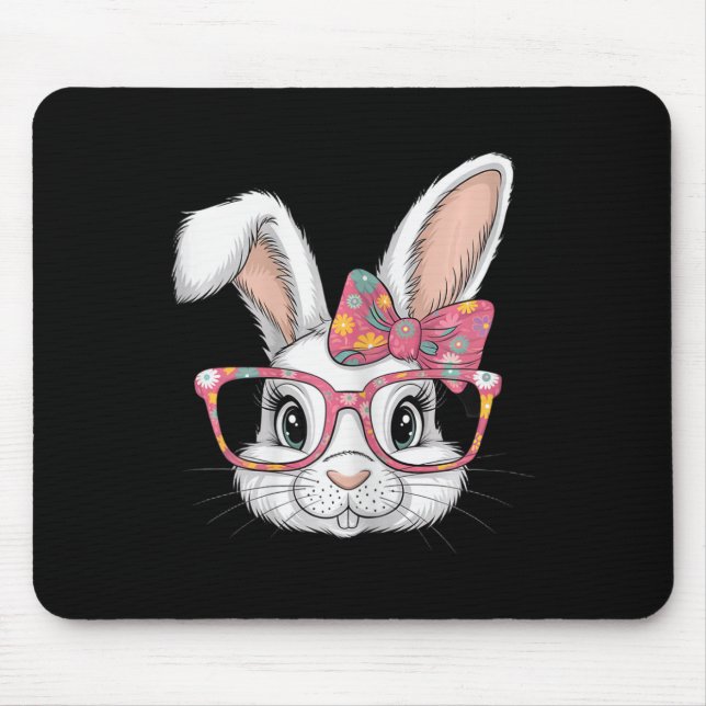 Cute Floral Easter Bunny Funny Easter Rabbit With  Mouse Pad (Front)