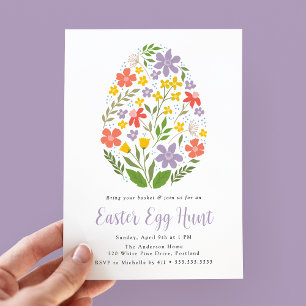 Cute Floral Easter Egg Hunt Invitation