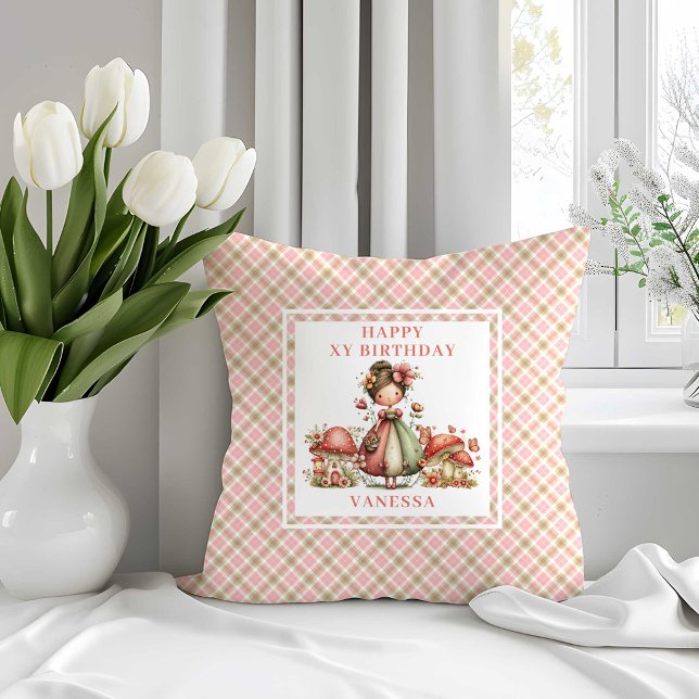Cute Floral Fairy 8th Birthday Throw Pillow (Cute Floral Fairy 8th Birthday Throw Pillow)