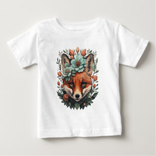Cute floral fox Baby T-Shirt