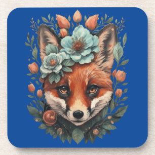 Cute floral fox coaster