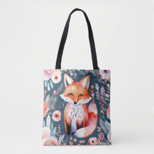 Cute floral fox  tote bag