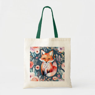 Cute floral fox  tote bag