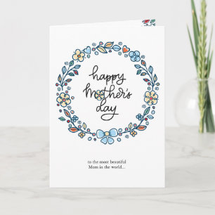 Cute Floral Frame Happy Mother's Day Greeting Holiday Card