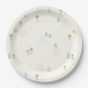 Cute Floral Garden Cartoon 1st Birthday Party Paper Plate