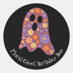 Cute Floral Ghost Boo Sticker Halloween
