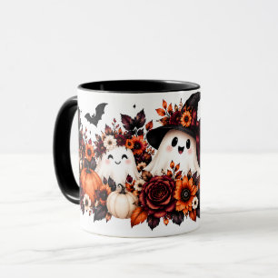Cute Floral Ghost Halloween Mug