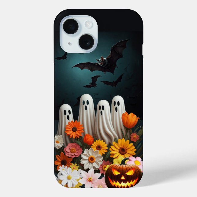 Cute Floral Ghost iPhone Case, Halloween Ghosts  Case-Mate iPhone Case (Back)