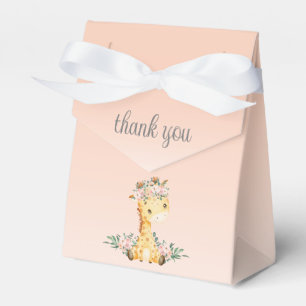 Cute Floral Giraffe Girl Baby Shower Thank You Favour Box