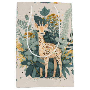 Cute floral giraffe medium gift bag