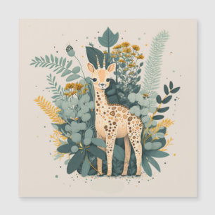 Cute floral giraffe paper plates magnetic invitation