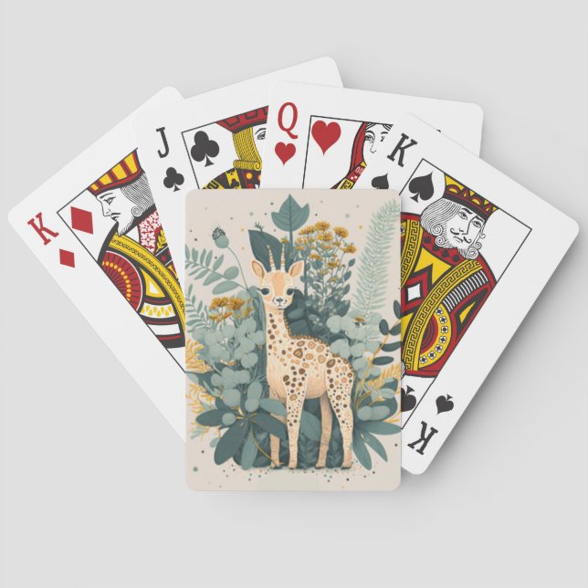 Cute floral giraffe   playing cards (Back)