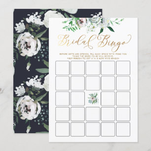 Cute Floral Gouache Boho Bridal Shower Bingo Game Invitation
