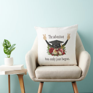Cute Floral Graduation Cap | The Adventure Begins Cushion
