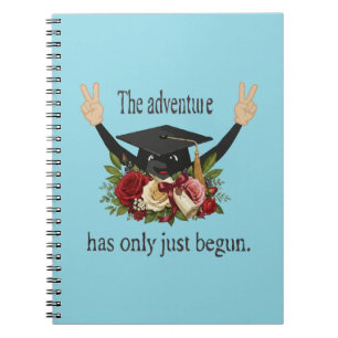 Cute Floral Graduation Cap   The Adventure Begins Notebook