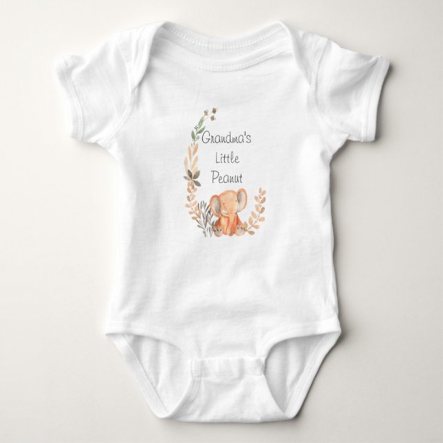 Cute Floral Grandma's Little Peanut Baby Bodysuit (Front)