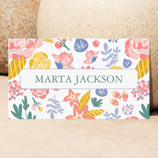 Cute Floral Hair Stylist Business Card