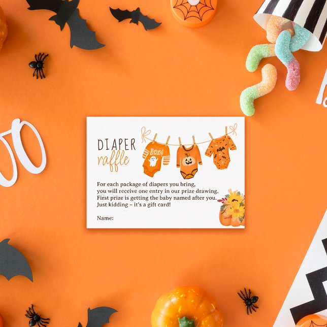 Cute floral Halloween diaper raffle baby shower Enclosure Card (Cute floral Halloween diaper raffle baby shower Enclosure Card)