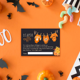 Cute floral Halloween diaper raffle baby shower Enclosure Card