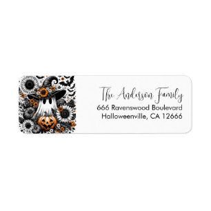 Cute Floral Halloween Ghost Return Address 