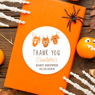 Cute floral Halloween thank you baby shower Classic Round Sticker