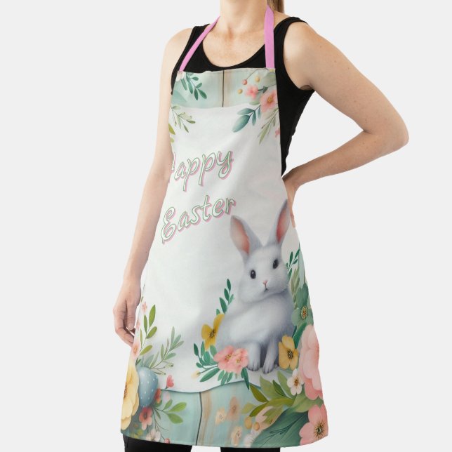 Cute, floral happy Easter bunny Apron (Insitu)