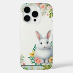 Cute, floral happy Easter bunny iPhone 16 Pro Case