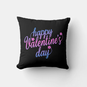 Cute Floral Happy Valentine's Day Throw Pillow