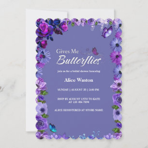 Cute Floral He Gives Me Butterflies Bridal Shower Invitation