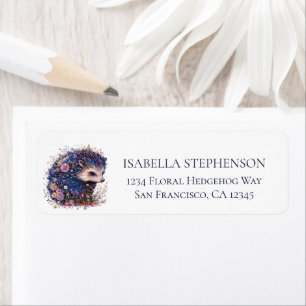 Cute Floral Hedgehog Chic Return Address