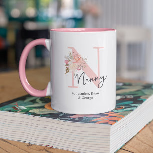 Cute Floral Initial Nanny Mug