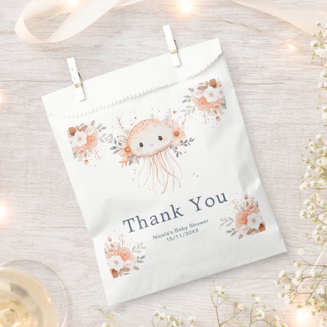 Cute Floral Jellyfish Baby Shower Favour Bags (Clipped)