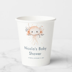 Cute Floral Jellyfish Baby Shower Paper Cups