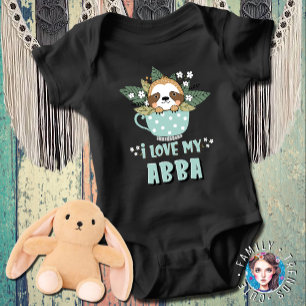 Cute Floral Kawaii Racoon I Love My Abba Baby Bodysuit