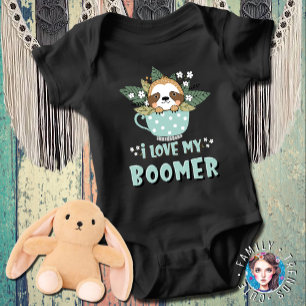 Cute Floral Kawaii Racoon I Love My Boomer Baby Bodysuit