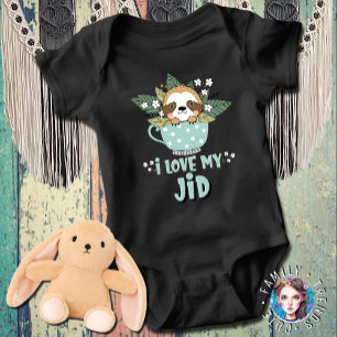 Cute Floral Kawaii Racoon I Love My Jid Baby Bodysuit