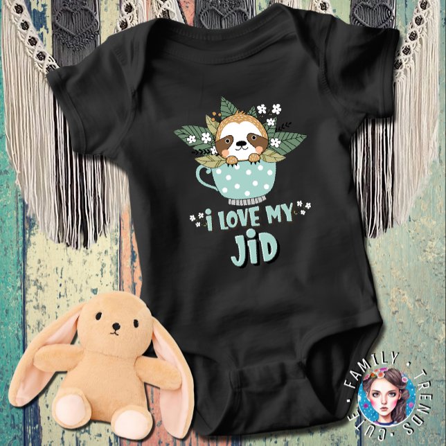 Cute Floral Kawaii Racoon I Love My Jid Baby Bodysuit (Creator Uploaded)