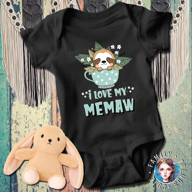 Cute Floral Kawaii Racoon I Love My Memaw Baby Bodysuit (Creator Uploaded)