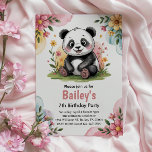 Cute Floral Kids Panda Birthday Party Invitation<br><div class="desc">This kids floral panda birthday invitation design includes a pretty floral watercolor border. There is a cute panda bear in the centre who is sitting on a grassy patch. Underneath, there is a space to add your information in an easy-to-read yet decorative font. These fun yet pretty girls birthday party...</div>