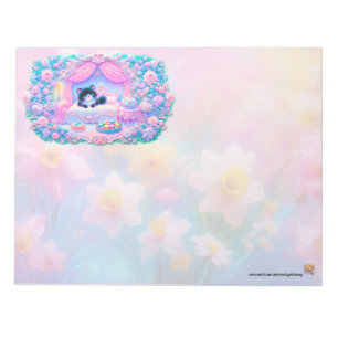 Cute Floral Kitten Notepad