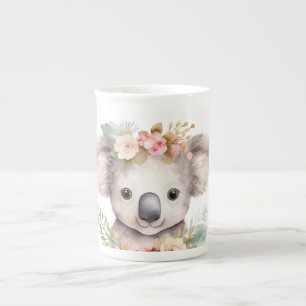 Cute Floral Koala Bear  Bone China Mug