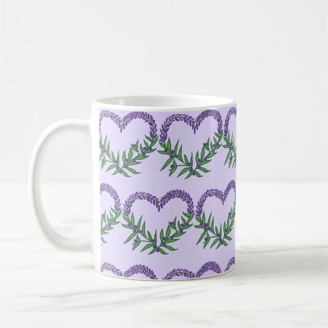 Cute Floral Lavender Heart  Coffee Mug (Left)